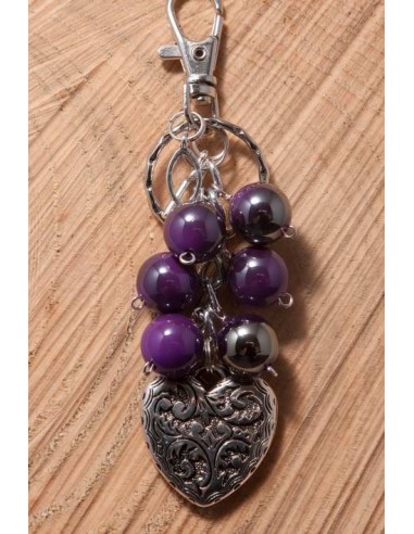 KEYRING WITH CHARMS - PURPLE - HEART,...