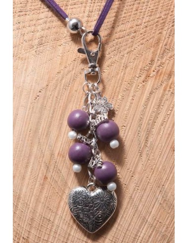 LACE NECKLACE WITH CHARMS - PURPLE -...
